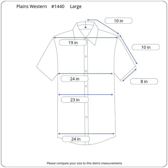 Plains Western Shirt Men's Large Short Sleeve Pearl Snaps Plaid White Blue - Picture 9 of 9